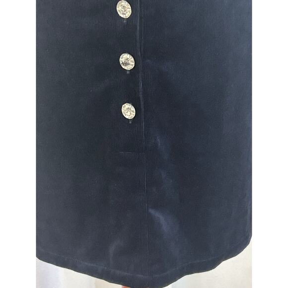 RESET by Jane Blue Velvet Rhinestone Button Pinafore Overall Romper Size… - Picture 3 of 10